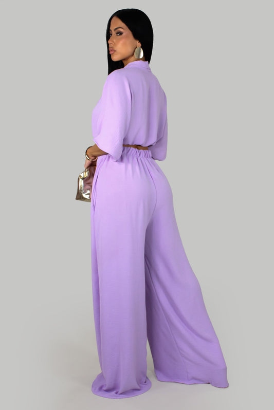 Solid & Bold Pants Set- Purple