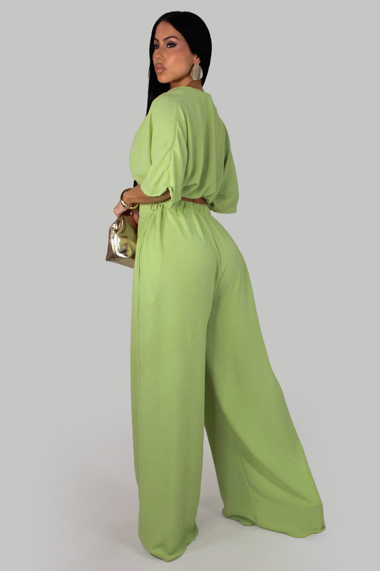 Solid & Bold Pants Set- Green