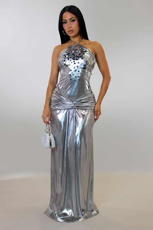 Goddess Maxi Dress- Silver