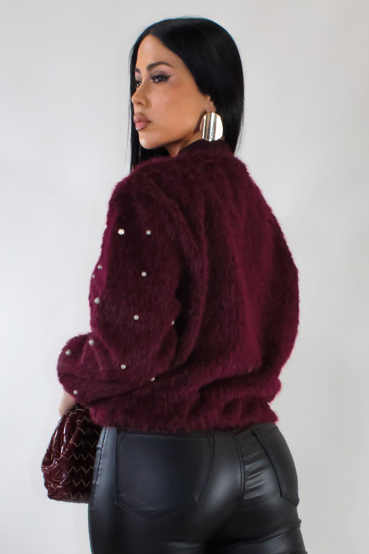 Pearl Spotted Jacket- Burgundy