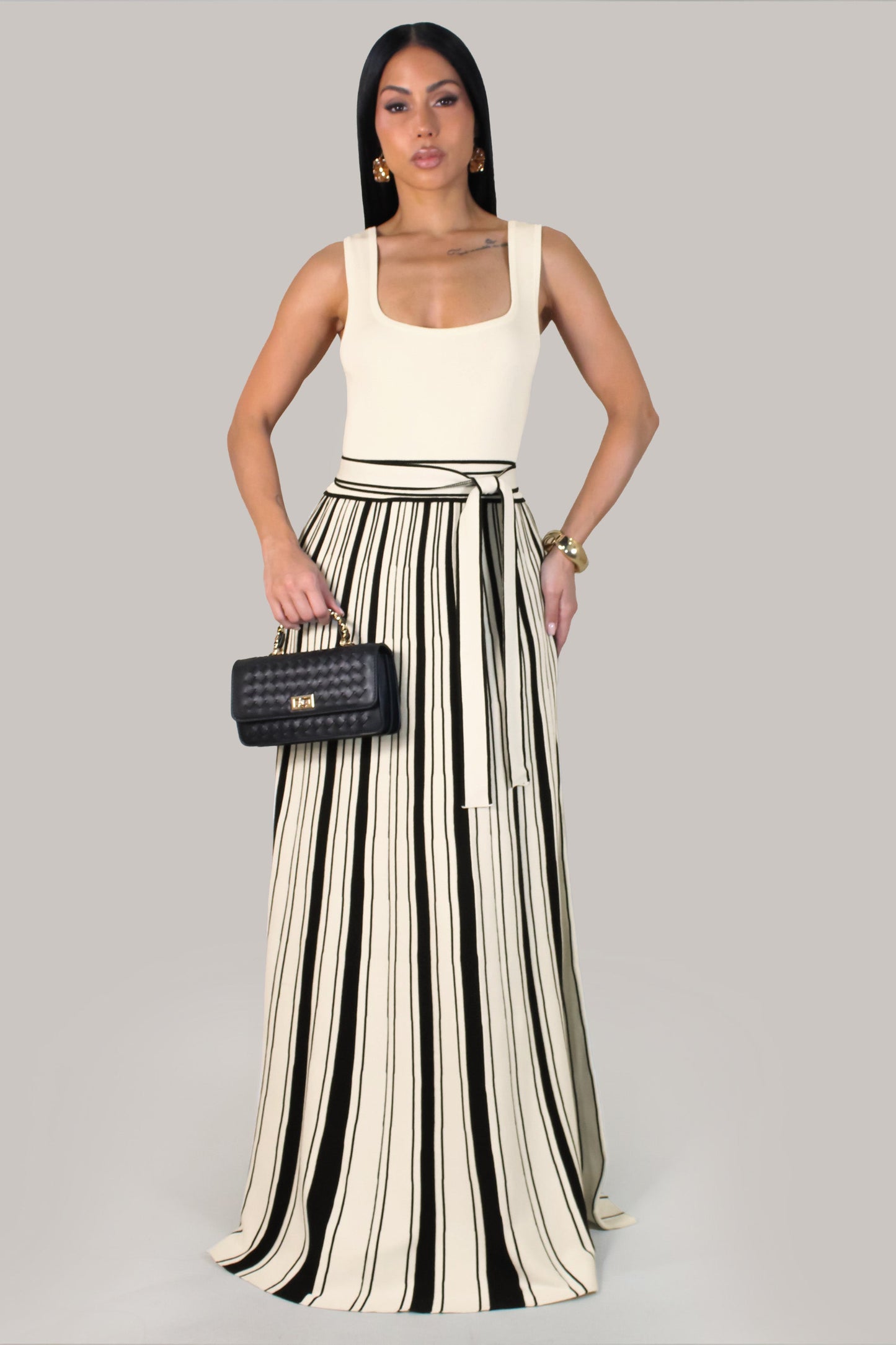 Bella Lines Maxi Dress- White