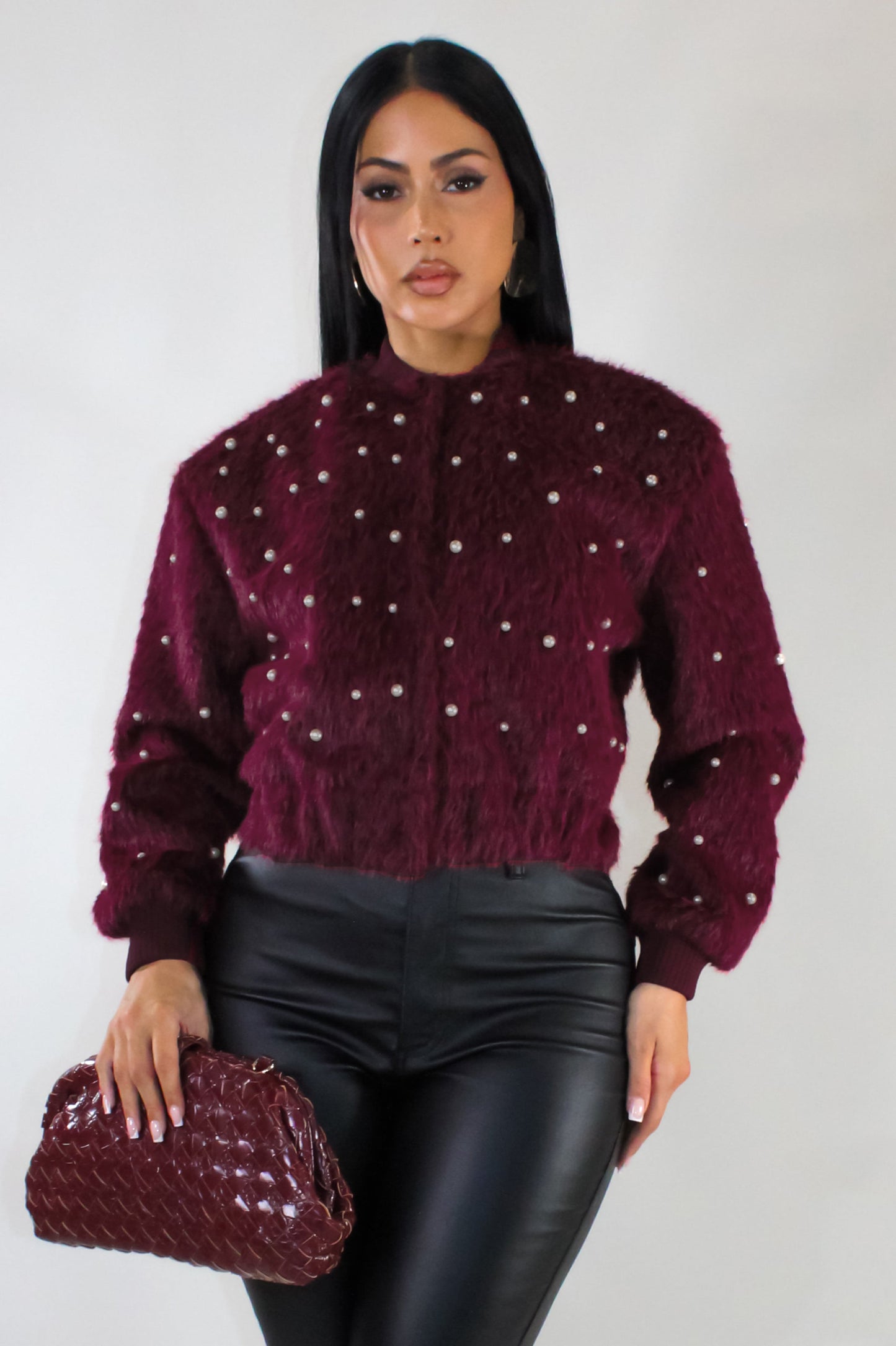 Pearl Spotted Jacket- Burgundy