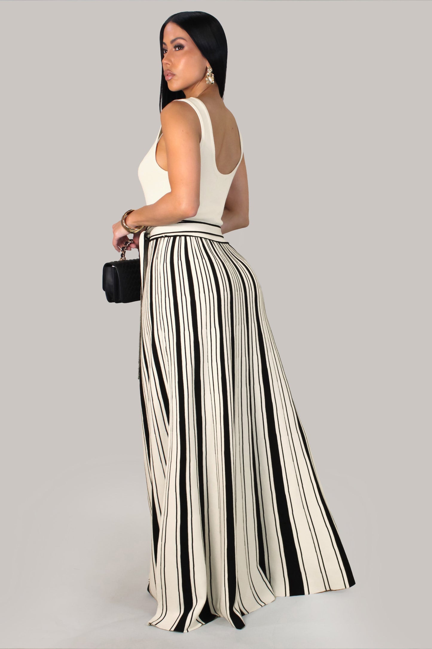 Bella Lines Maxi Dress- White