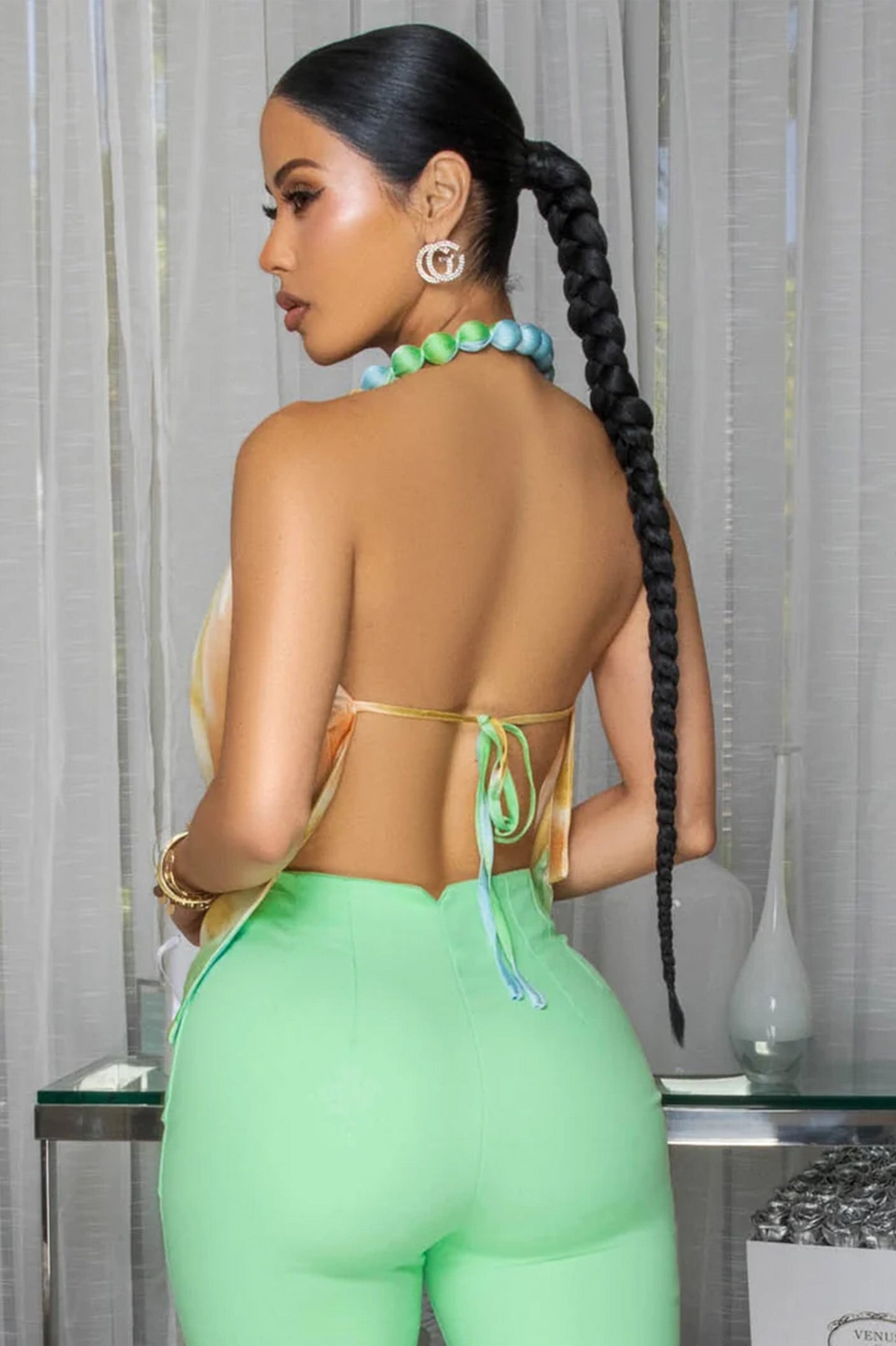 Ocean Vibes Pearled Neck Top