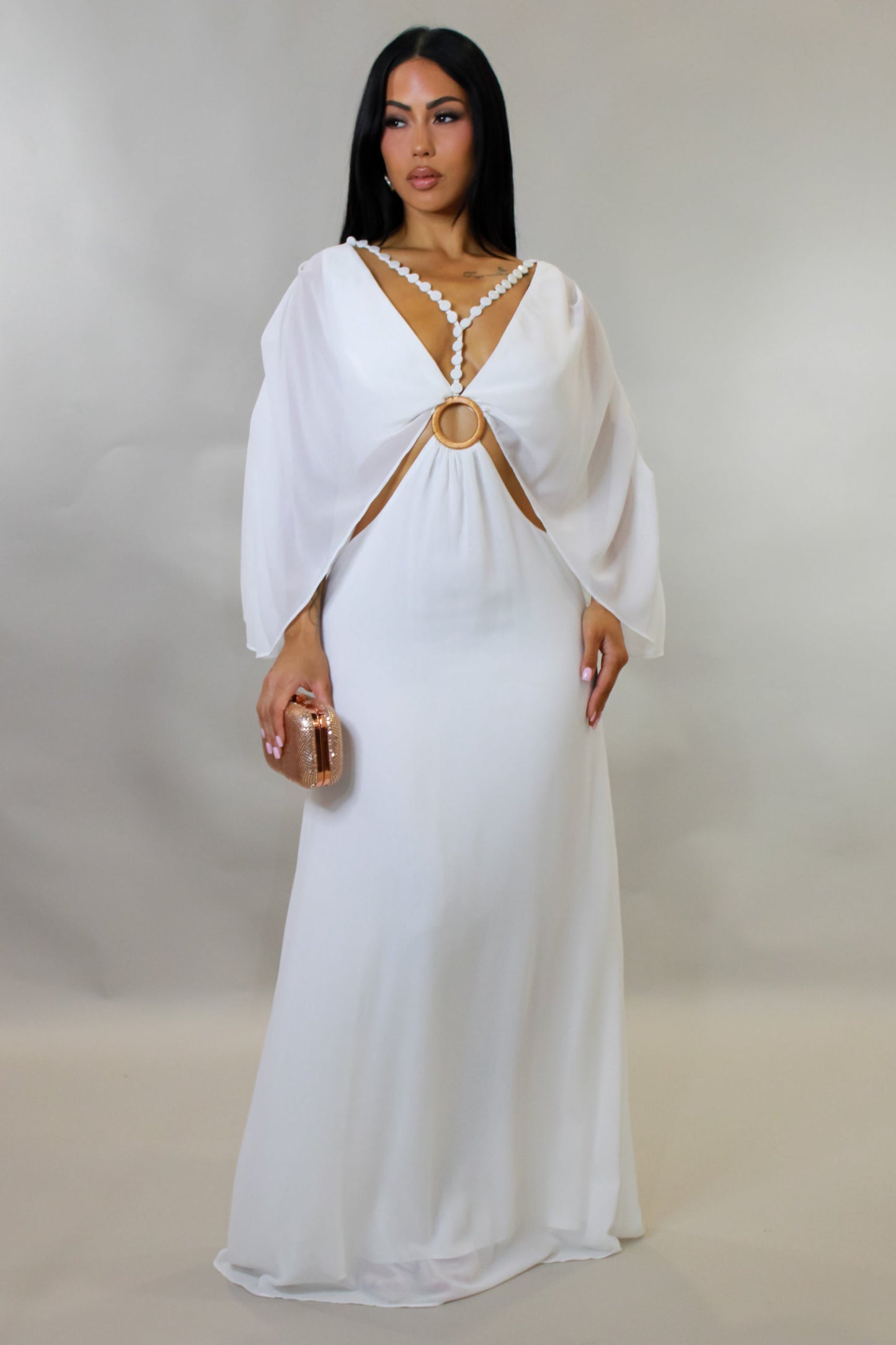 Goddess Glow Caftan Maxi Dress- White