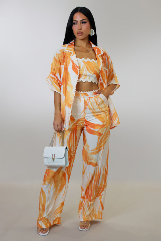 Ripple Effect 3-Piece Pants Set- Orange