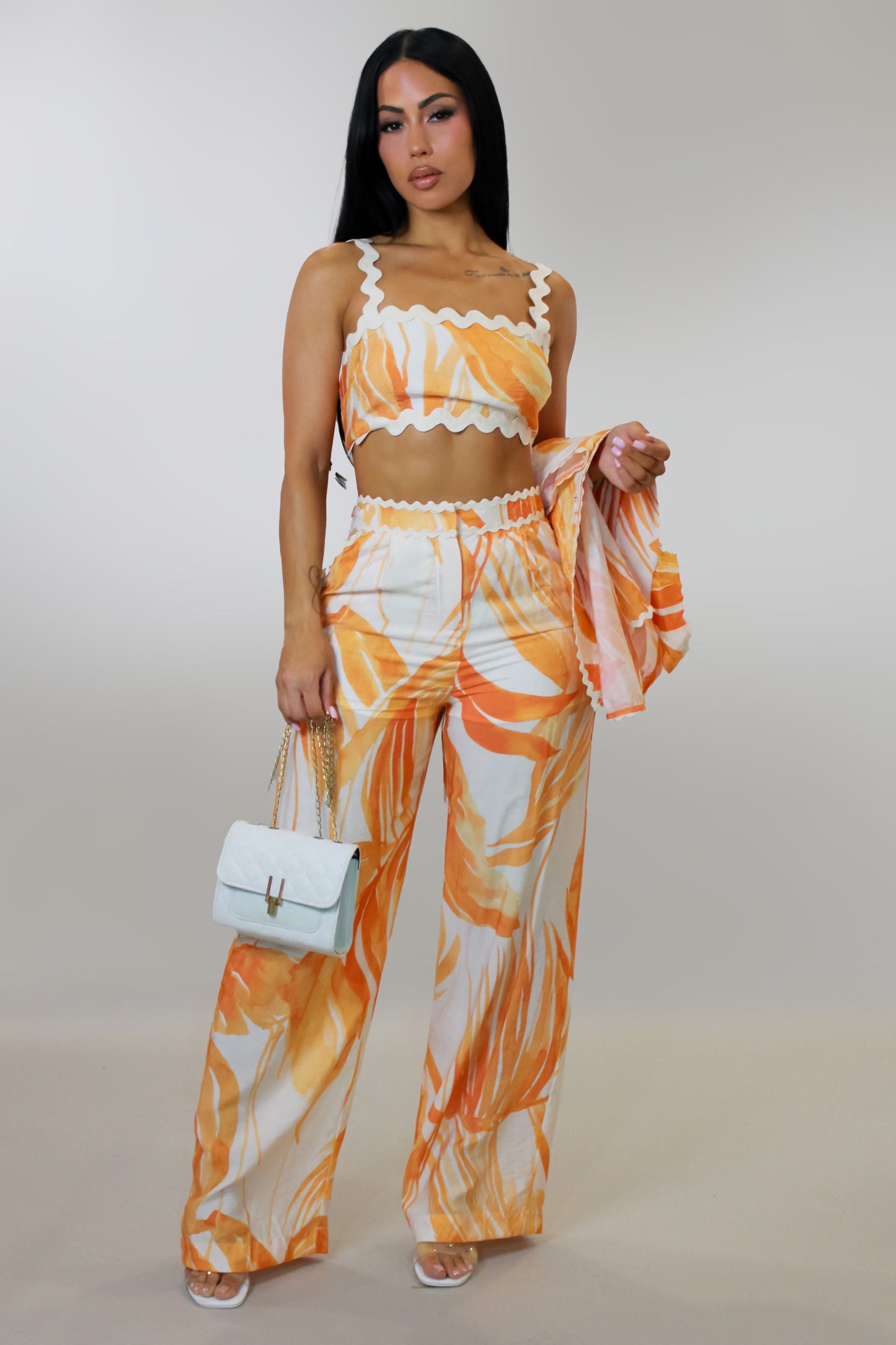 Ripple Effect 3-Piece Pants Set- Orange