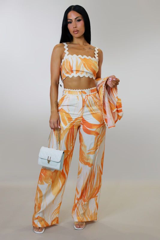 Ripple Effect 3-Piece Pants Set- Orange