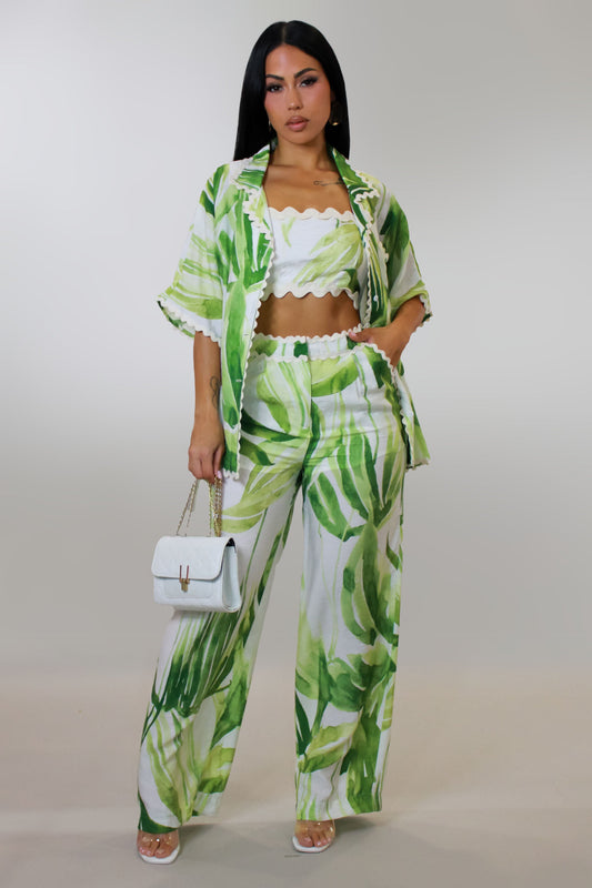 Ripple Effect 3-Piece Pants Set- Green