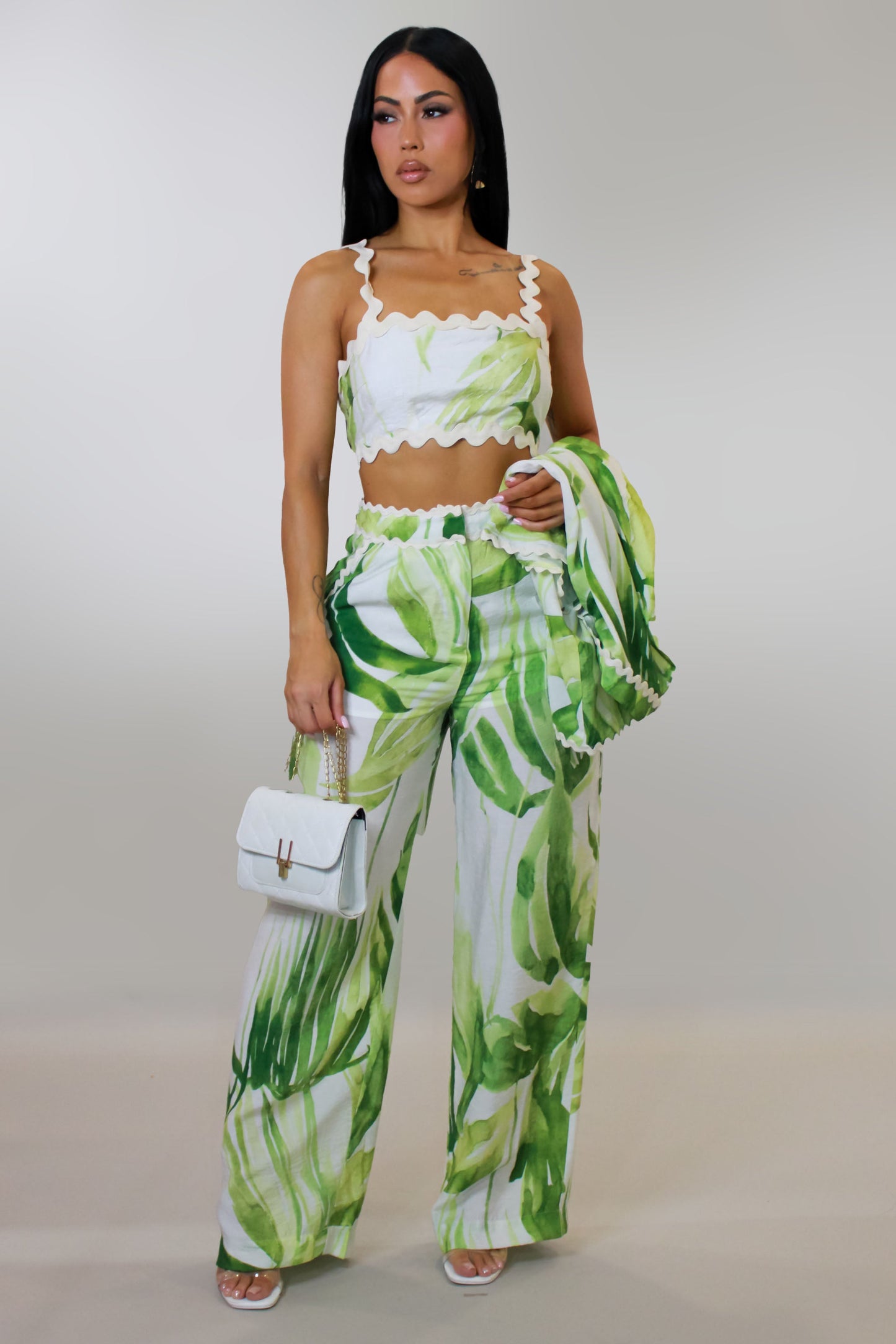 Ripple Effect 3-Piece Pants Set- Green