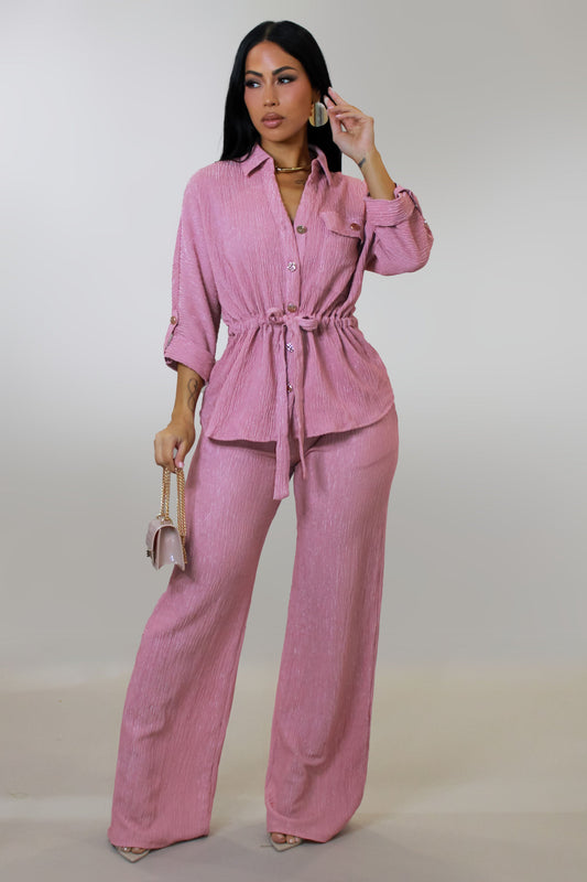 Fresh Air Pants Set- Pink
