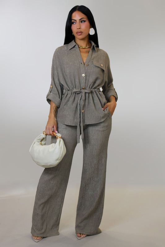 Fresh Air Pants Set- Grey