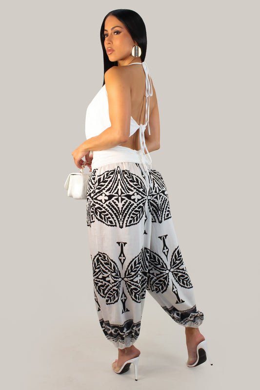 Bora Bora Harem Pants- Black/White