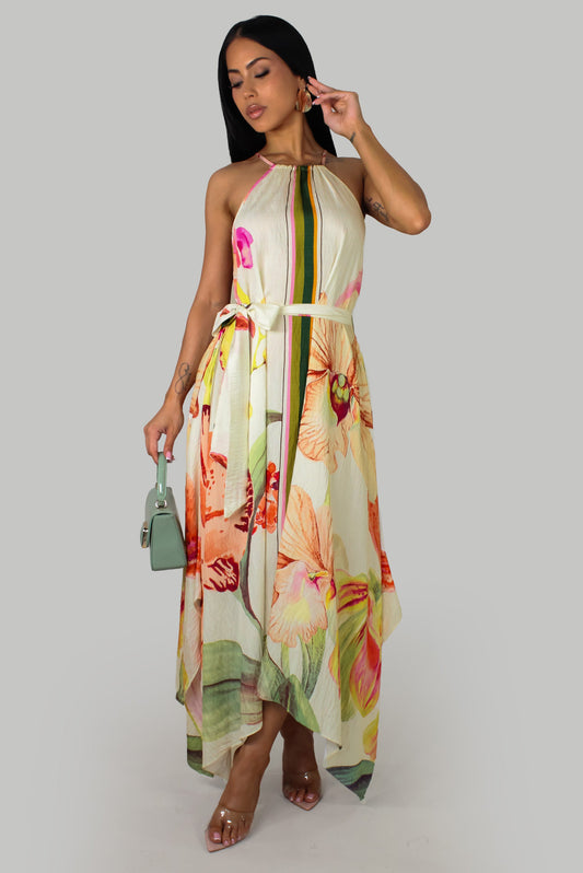 Spring Flower Maxi Dress- Multicolored