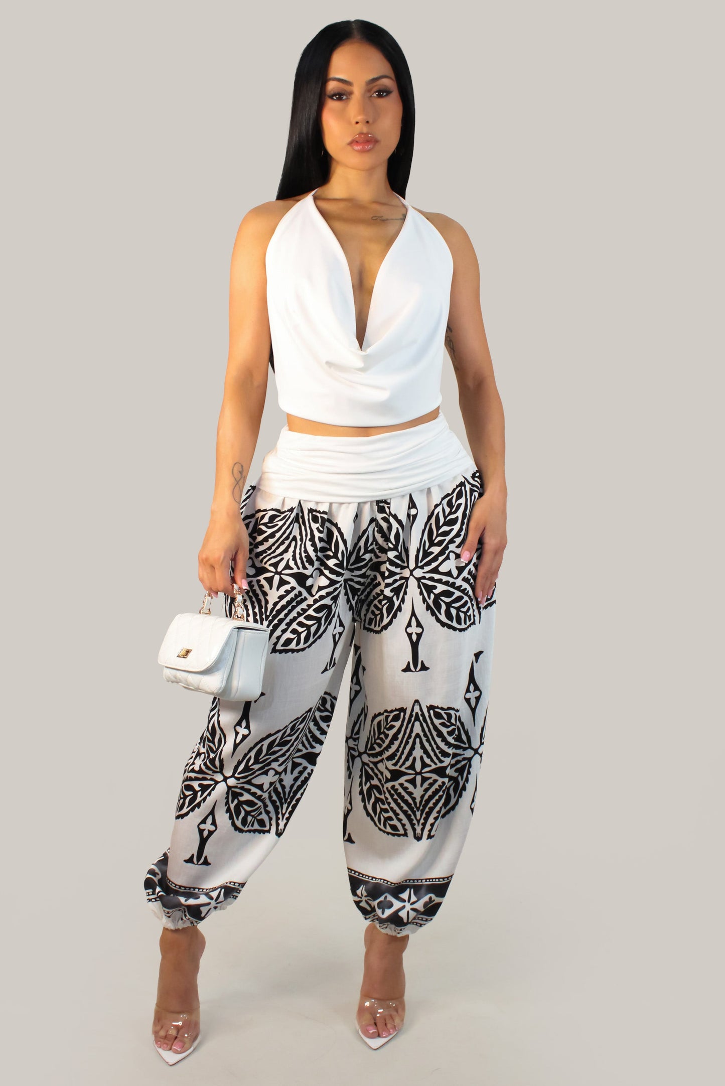 Bora Bora Harem Pants- Black/White