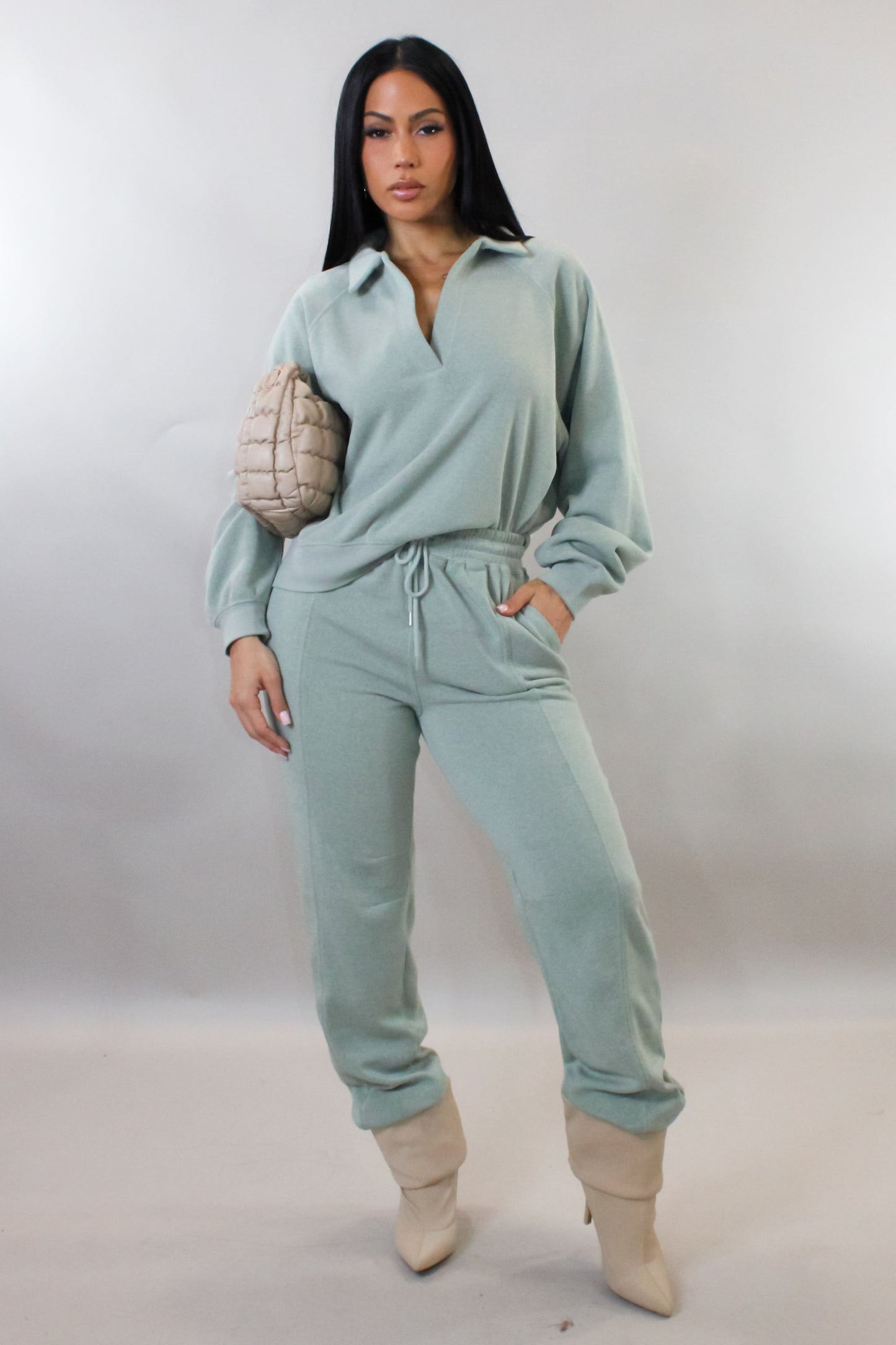 Fall Staple Jogger Set- Sage