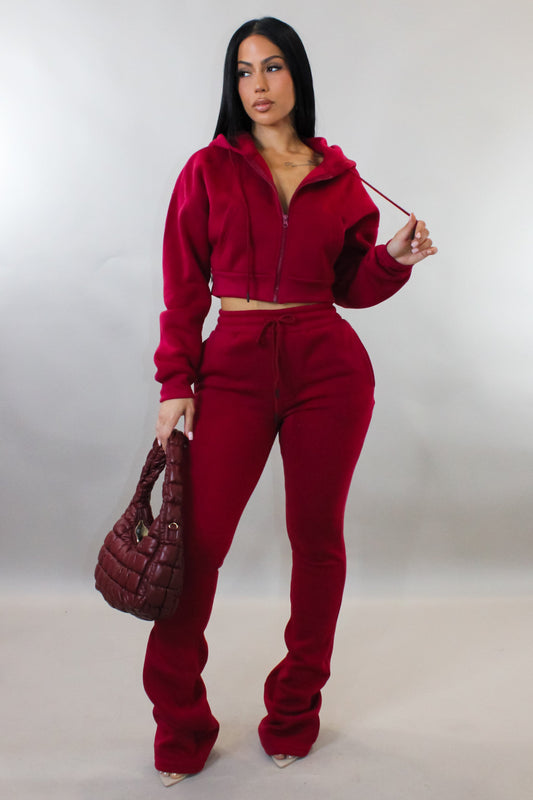 Winter Nights Jogger Set- Burgundy