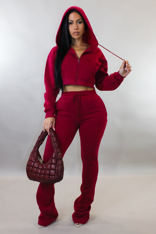 Winter Nights Jogger Set- Burgundy