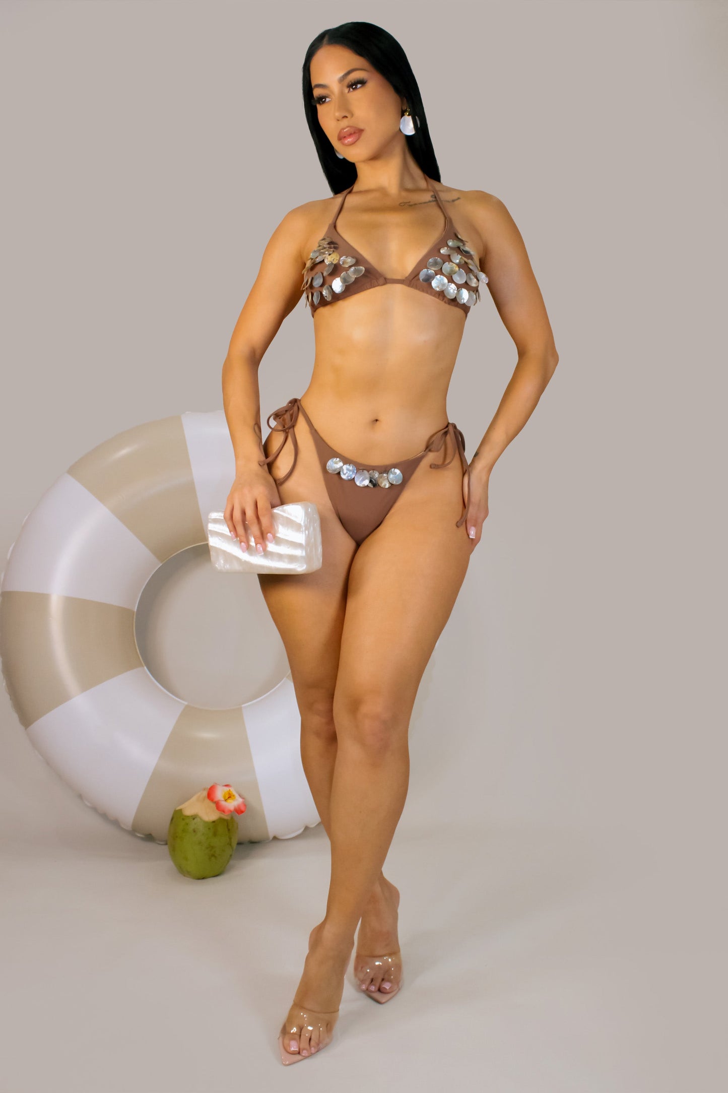 Marbles & Shells Bikini Set- Brown