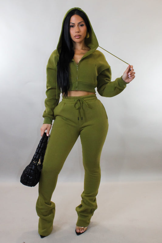 Winter Nights Jogger Set- Olive