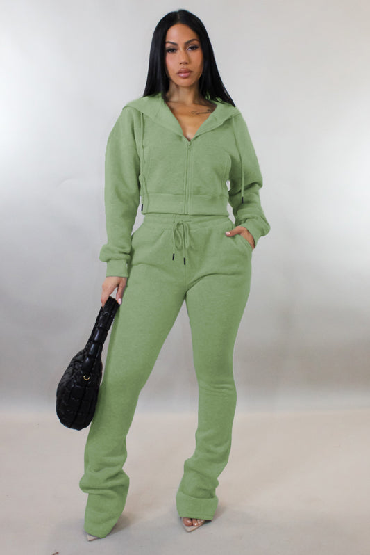 Winter Nights Jogger Set- Pistachio