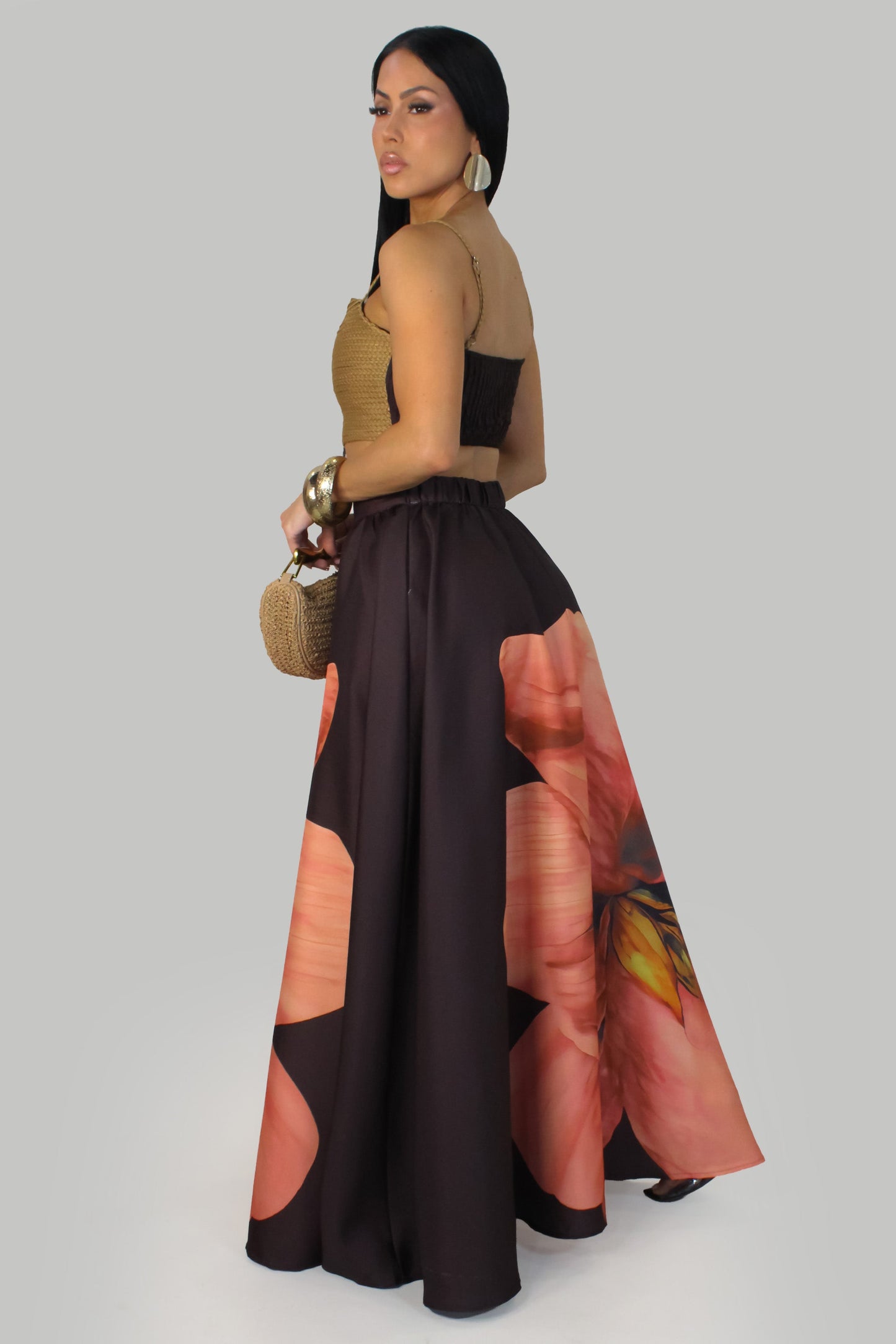 Monaco Skirt Set- Brown/Multi