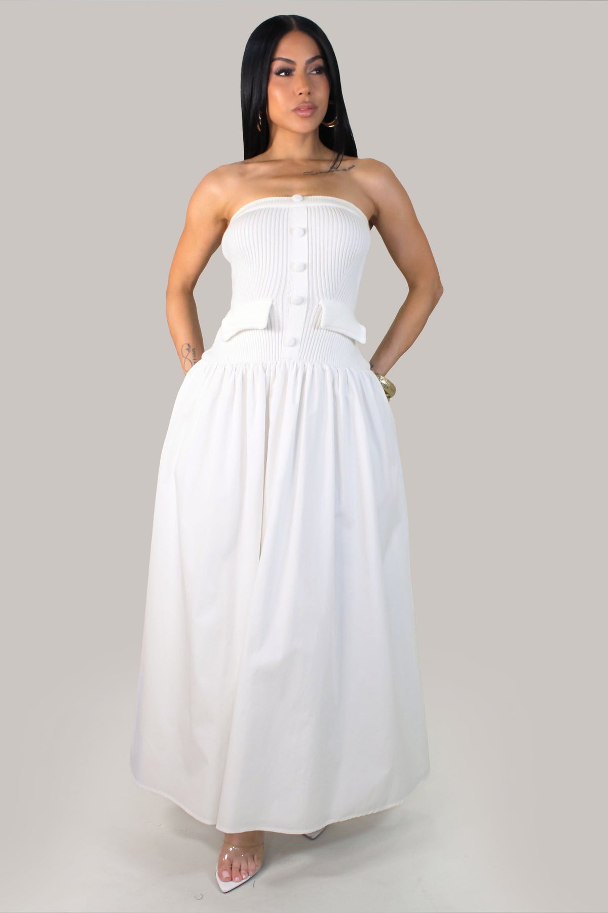 Classic Voyage Maxi Dress- White