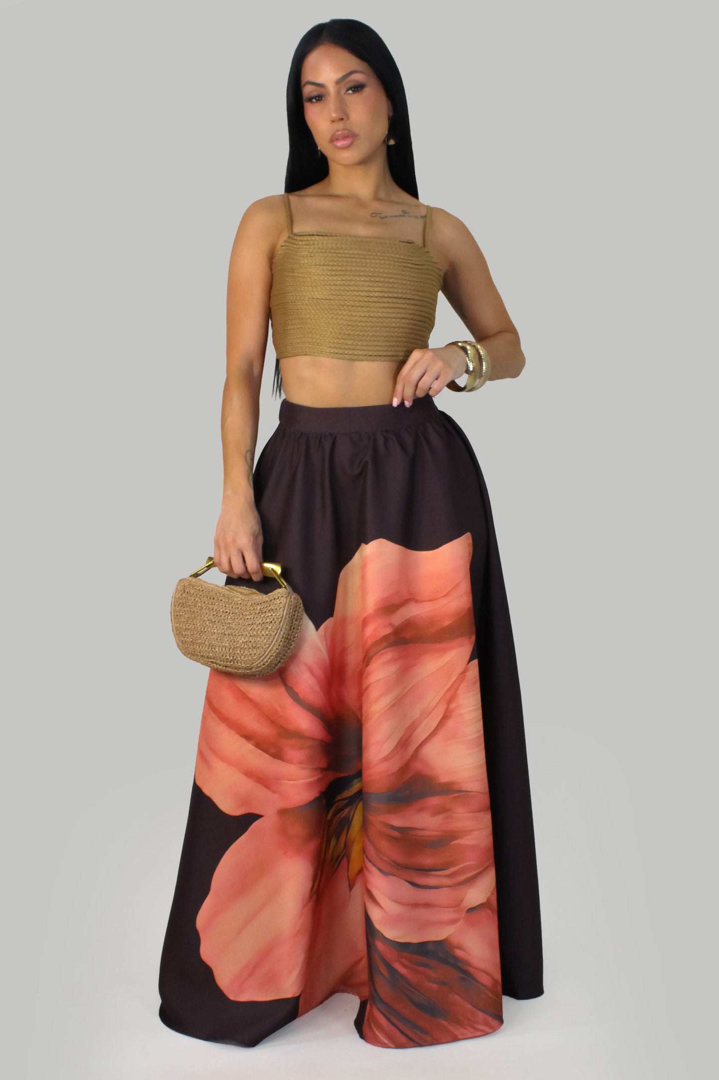 Monaco Skirt Set- Brown/Multi