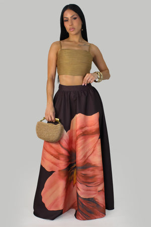 Monaco Skirt Set- Brown/Multi