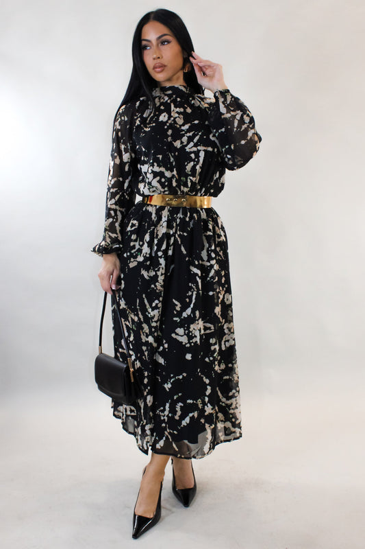 Destiny Midi Dress- Black