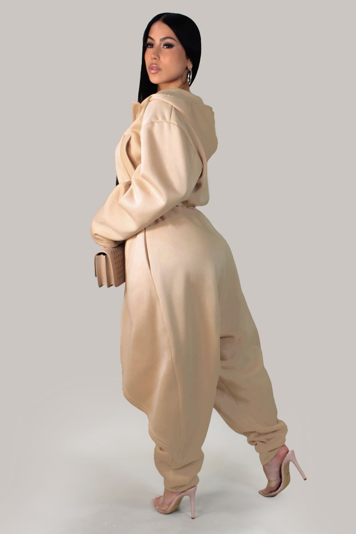 Another Comfort Pant & Cropped Jacket Set- Tan
