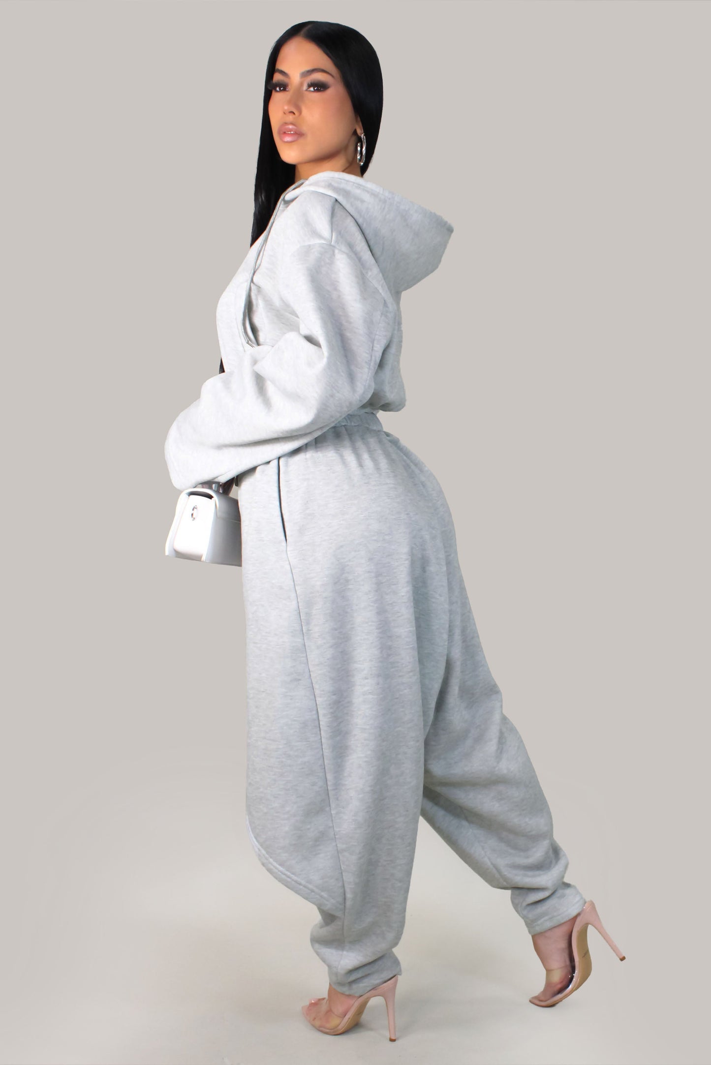 Another Comfort Pant & Cropped Jacket Set- Grey