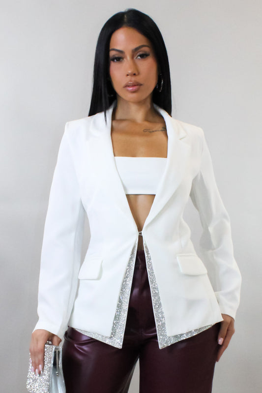 Sparkle City Blazer- White