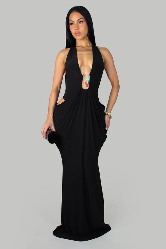 Lost in the Night Maxi Dress- Black