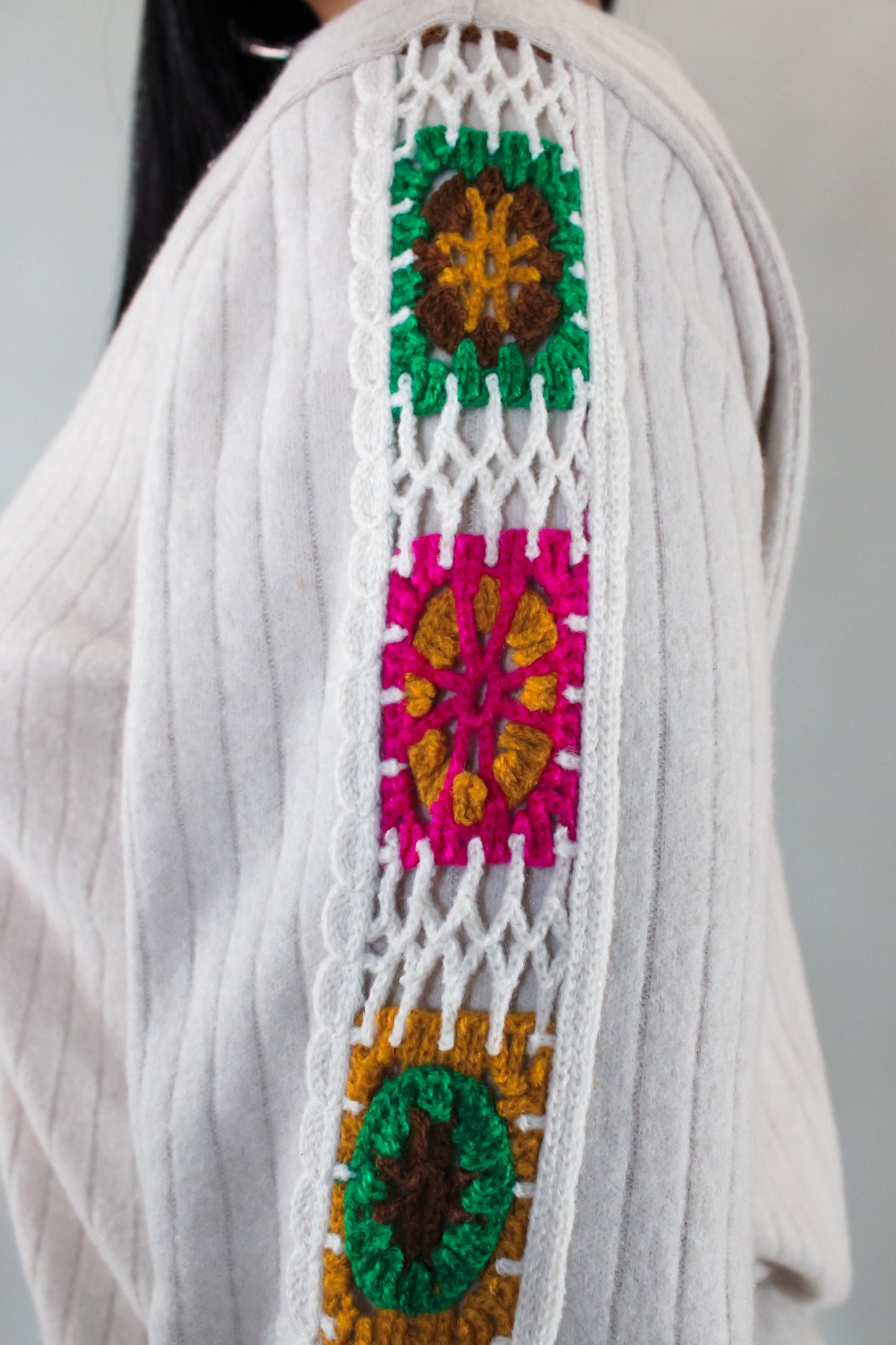 Crochet Sleeved Long Sleeve Top