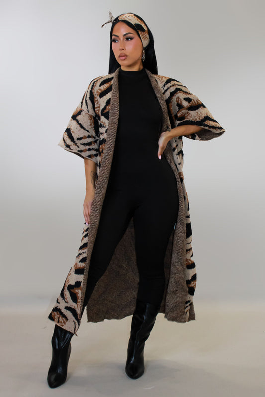 Cardigan & Headband Set- Brown