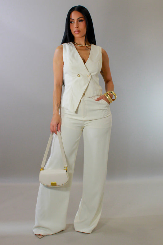 Lady Boss Pants Set- White