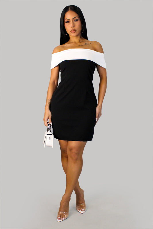 Oh Splendid! Bowtied Back Mini Dress- Black/White