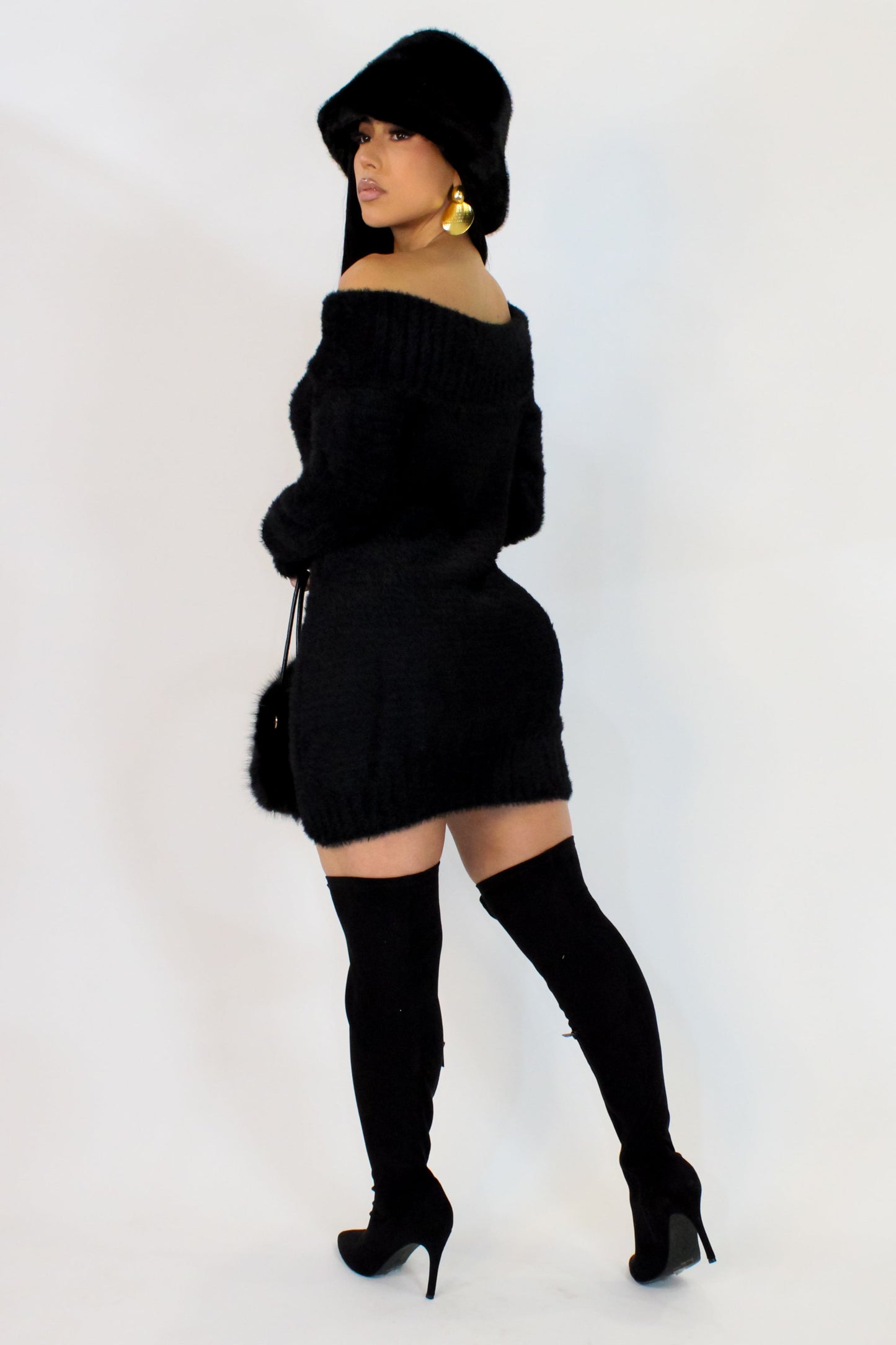 Au Fur Mini Dress- Black