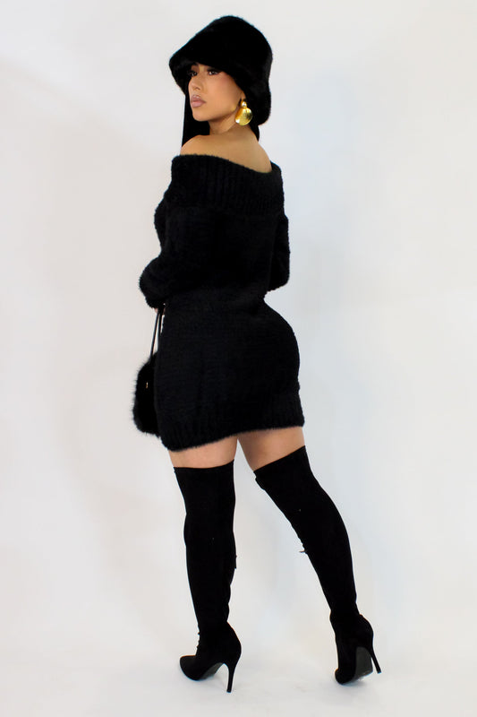 Au Fur Mini Dress- Black