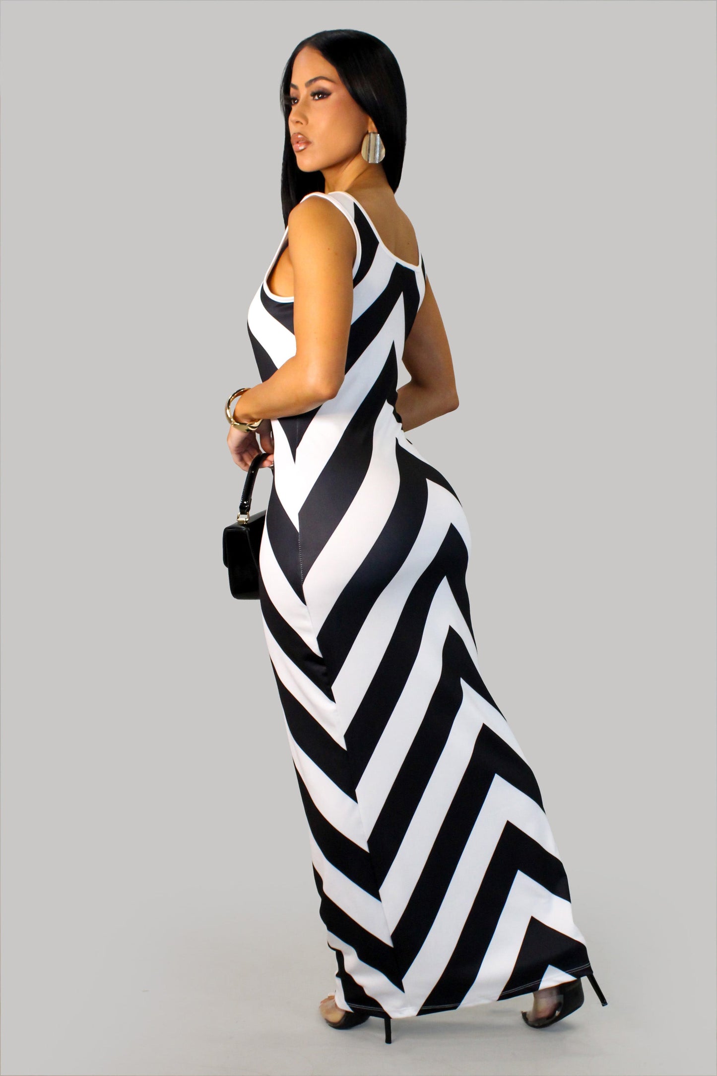 So Sway Black & White Maxi Dress