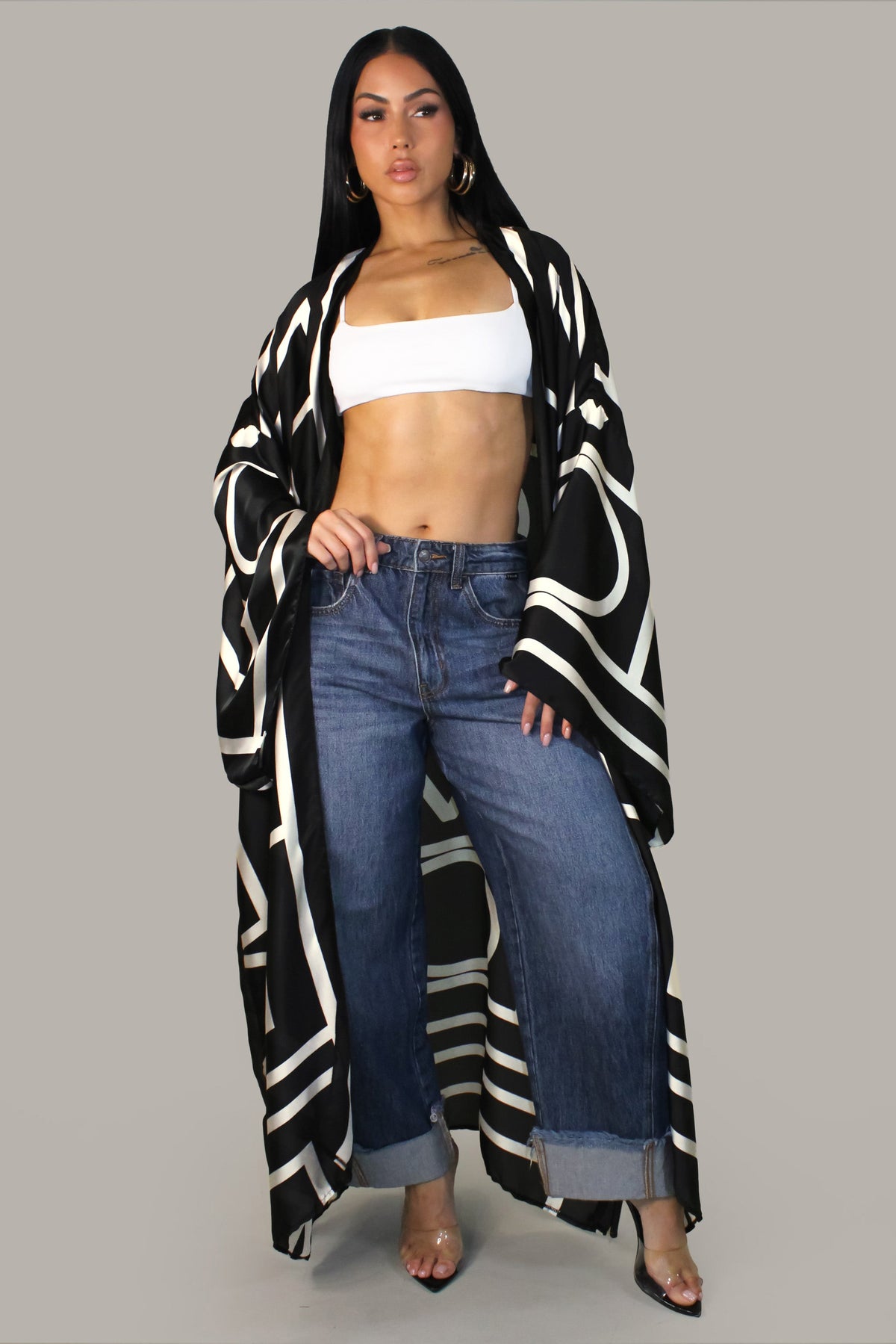 Keep it Light Cardigan- Black/White