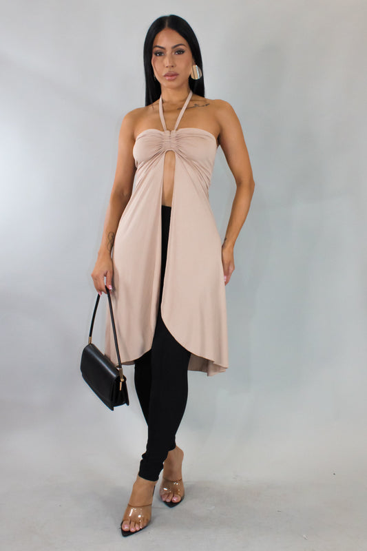 No Regrets Halter Top - Beige