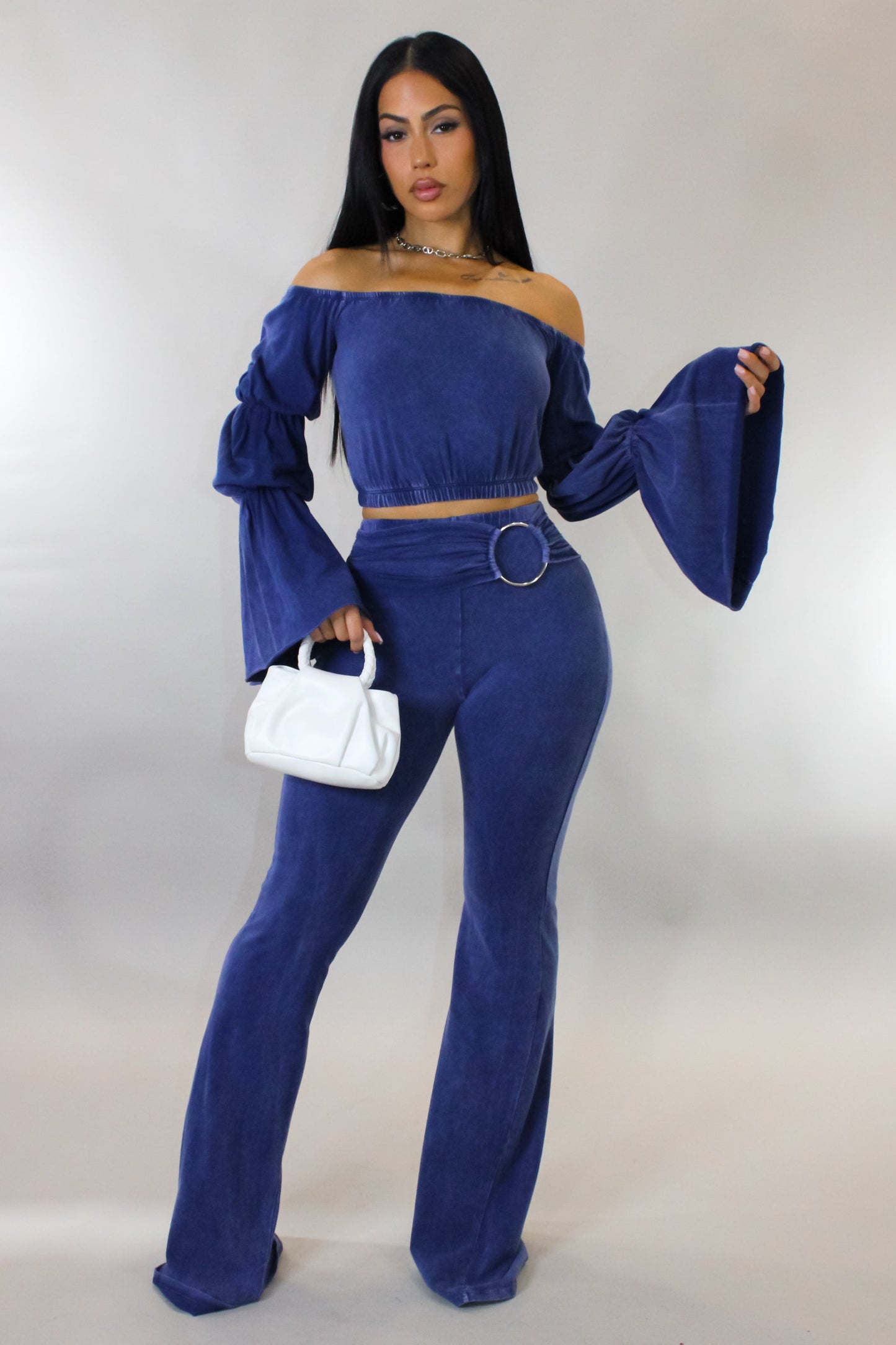 Velvet Pants Set- Blue