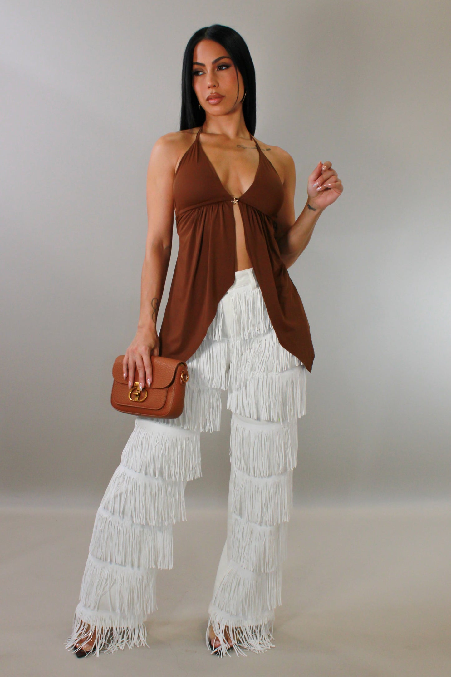 Cheap Thrills Fringe Denim Pants- White