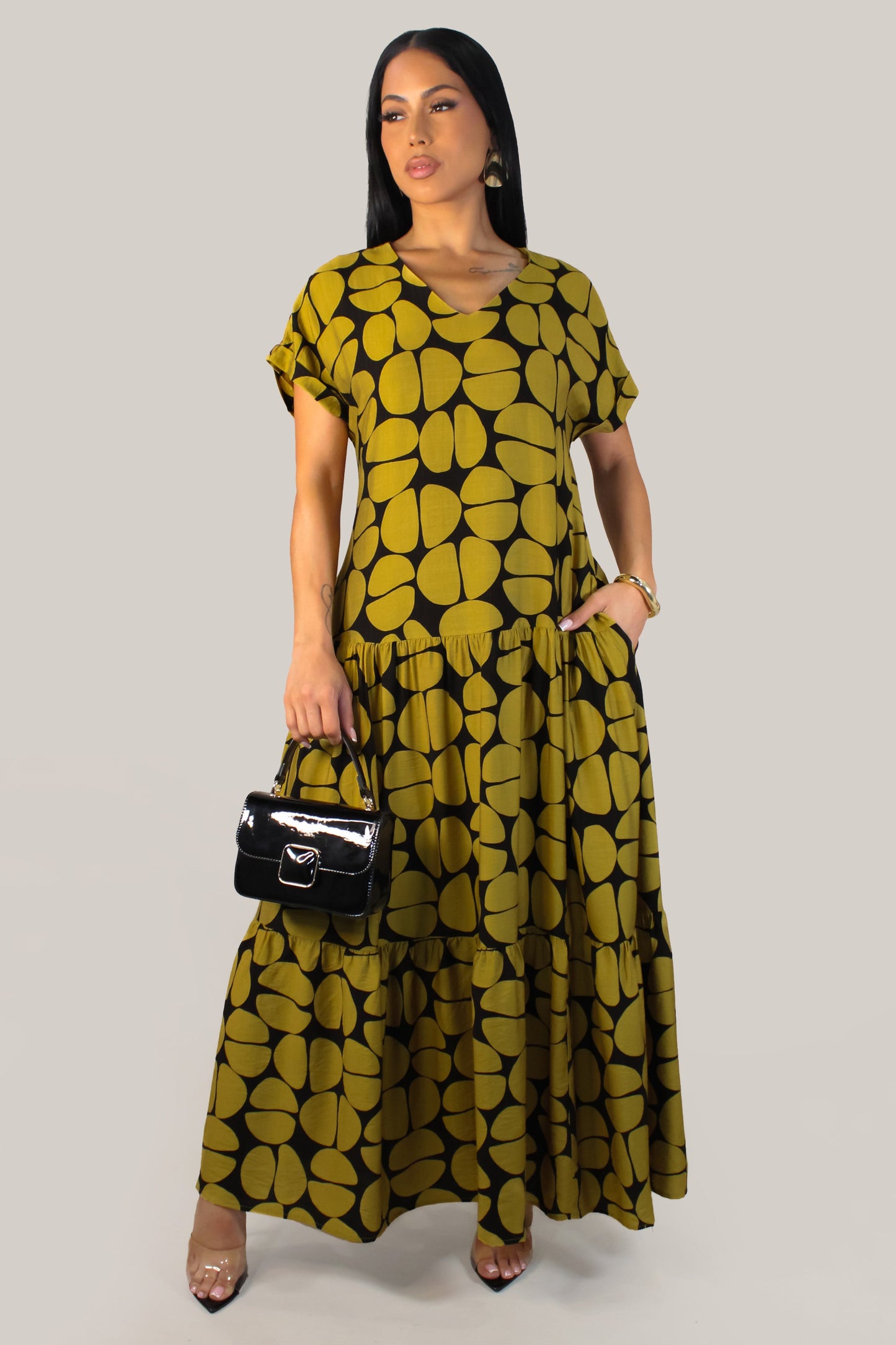 Amalfi Dress- Mustard/Black