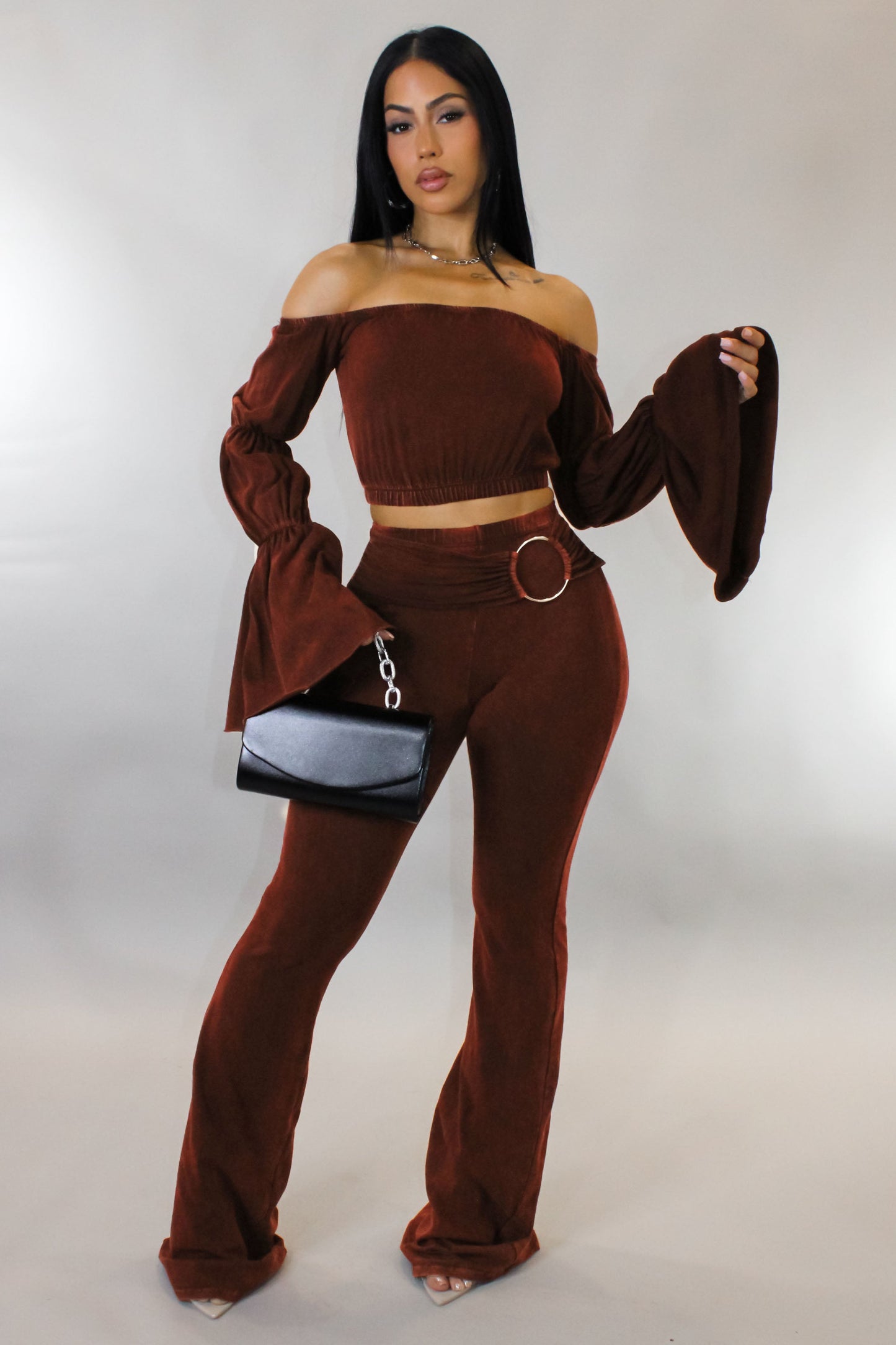 Velvet Pants Set- Red
