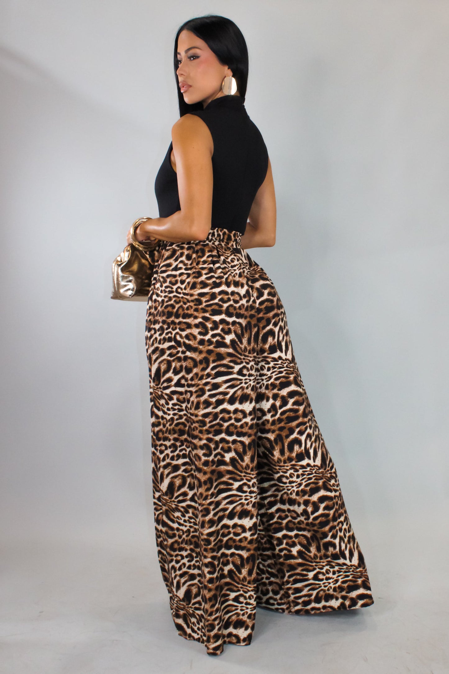 Animal Print & Solid Black Jumpsuit