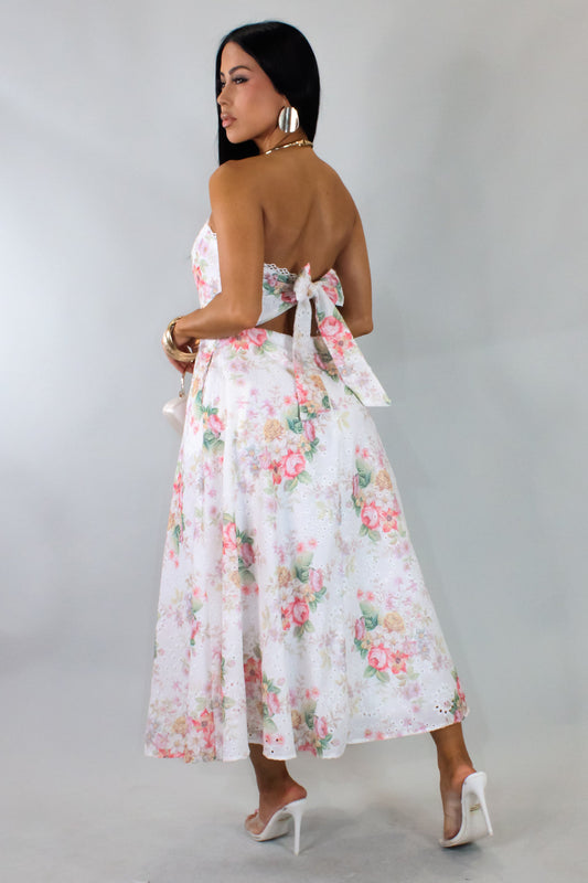 Bowtied Back Midi Dress- Multicolored