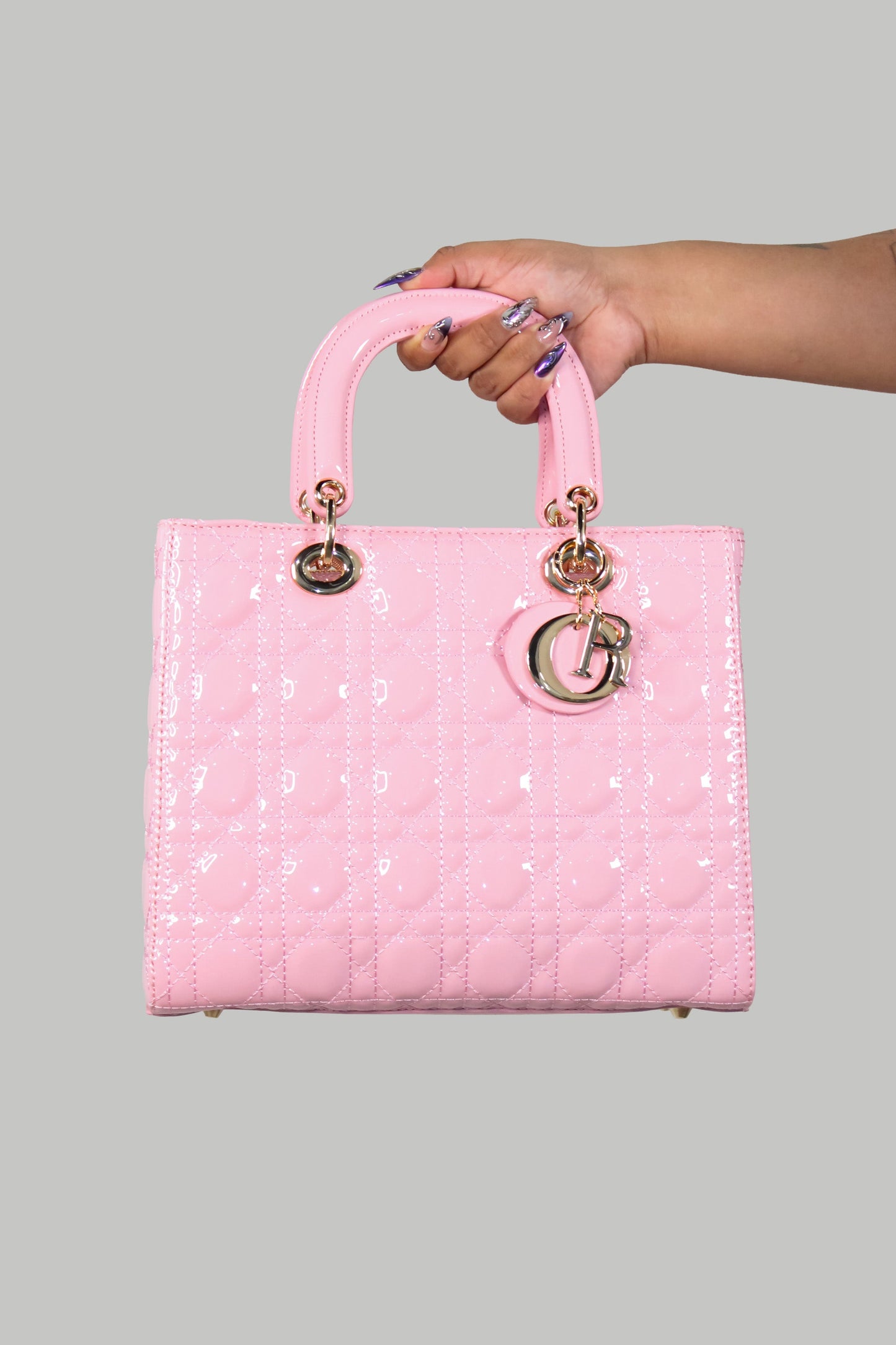 Initial "R" Quilted Handbag & Wallet Set
